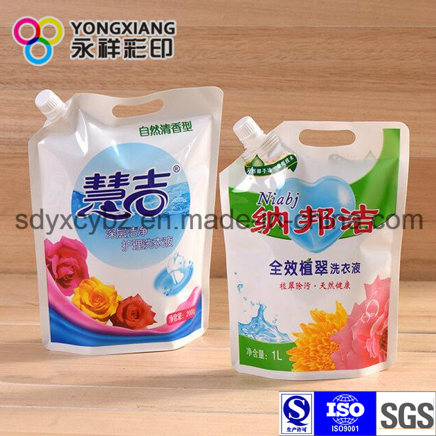 Size Customized Laundry Detergent Bag with Spout and Handle Hole