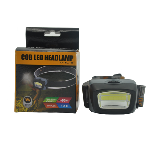 T11 COB LED Headlight Portable Outdoor Emergency Camping COB LED 3xaaa Powerful Headlamp