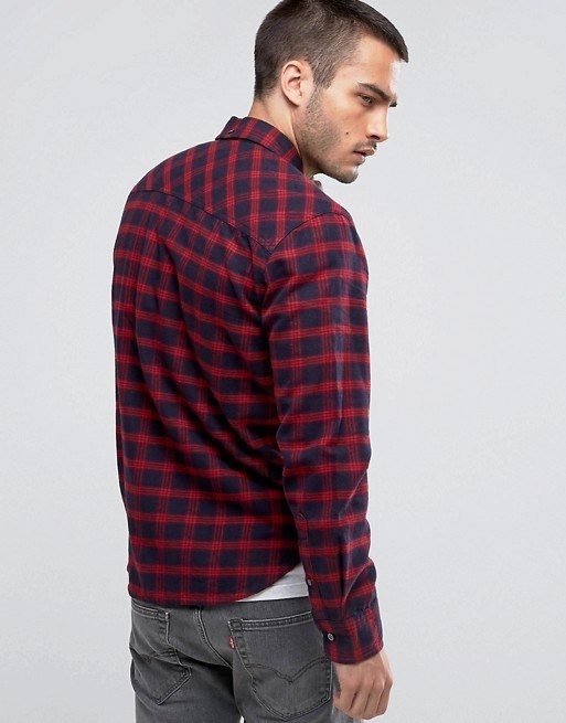 Slim Check Shirt in Navy Shirt