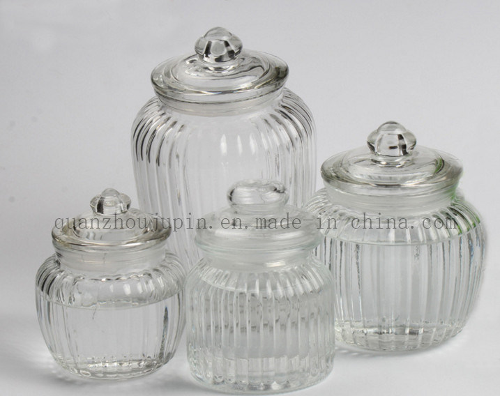 OEM/ODM Storage Glass Jar with Metal Lid for Candy Spice