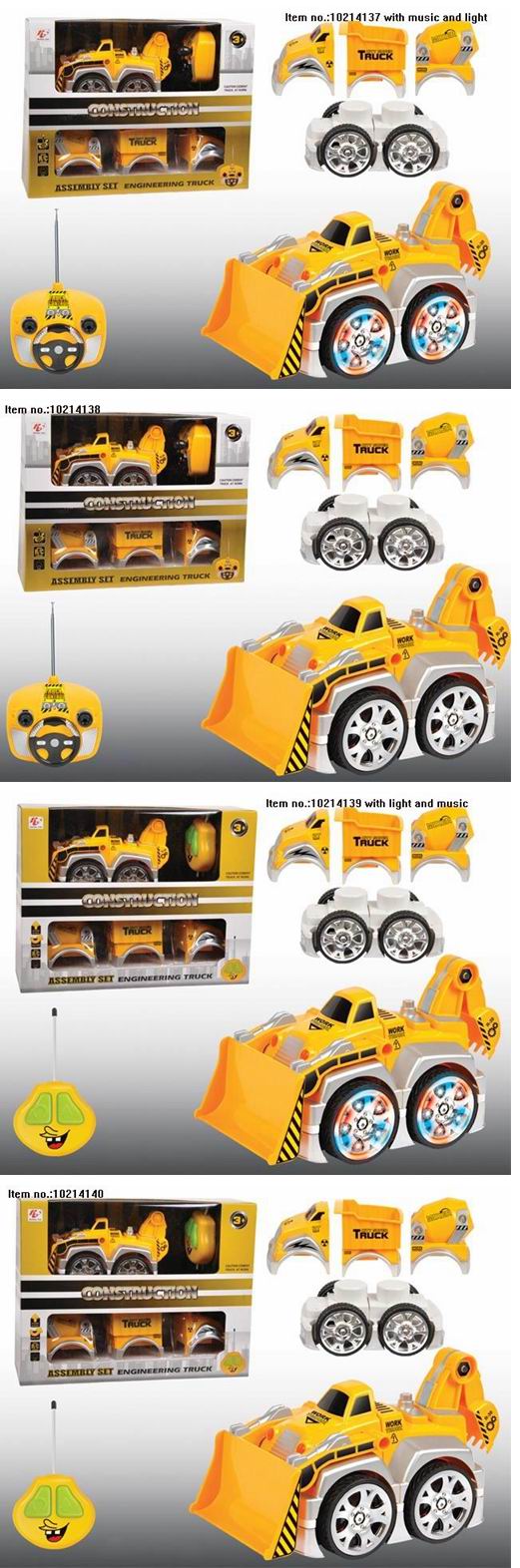 4 Channel Construction Toys of Truck with Light for Kids