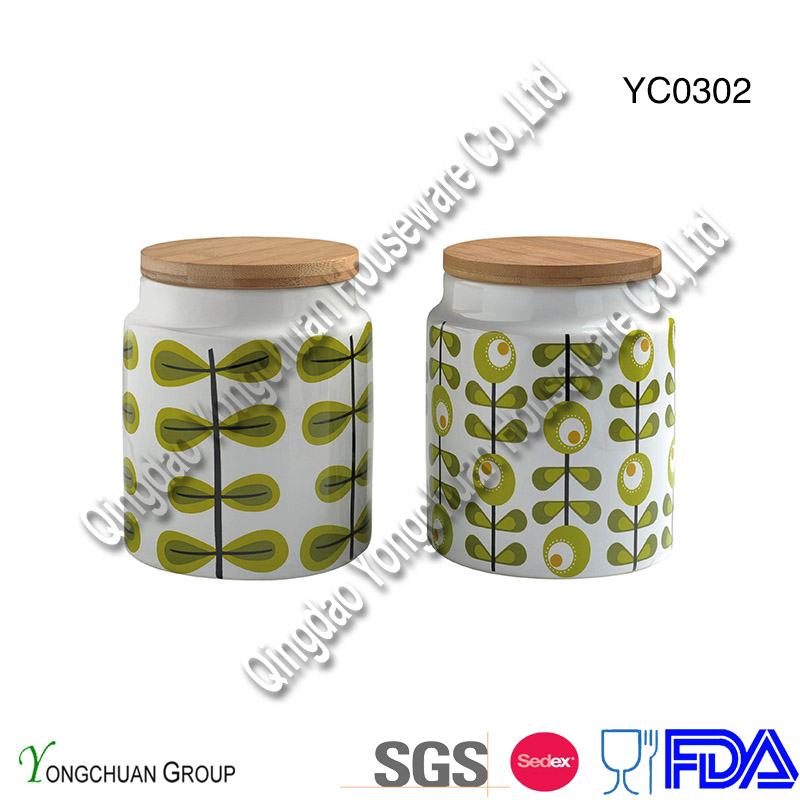 Ceramic Canister with Colorful Lid and Blackboard