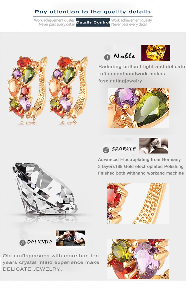 Multi-Color Cubic Zirconia Huggie Earrings for Women (CER0143)