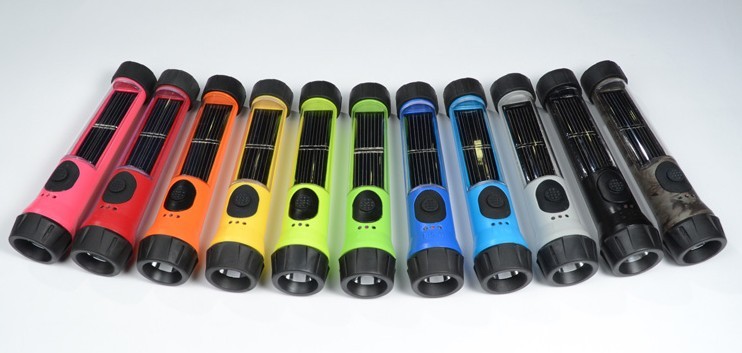 LED Solar Flashlight with Backup Battery and Indicator Light