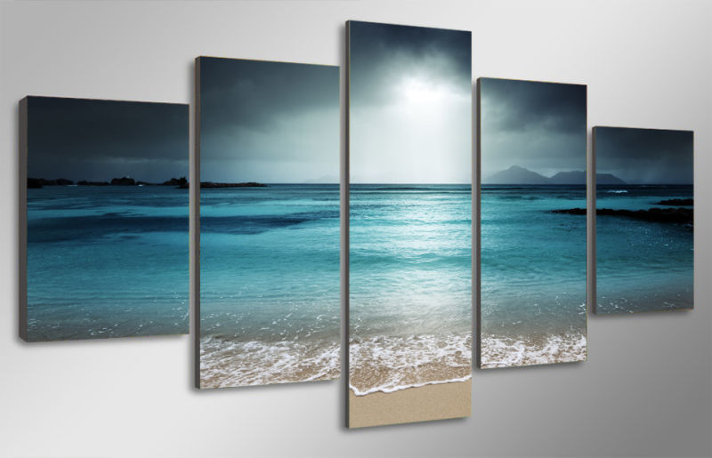 HD Printed Beach Ocean Sea Sunset Painting Canvas Print Room Decor Print Poster Picture Canvas Mc-093