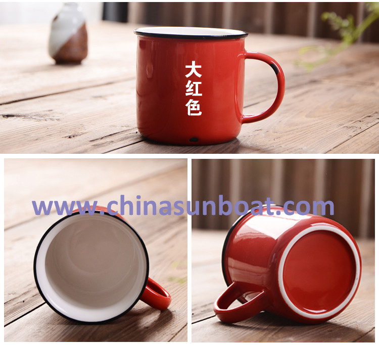 Sunboat 300ml Porcelain Cup Chinese Culture Mug Creative Retro Enamel Mugs Tableware