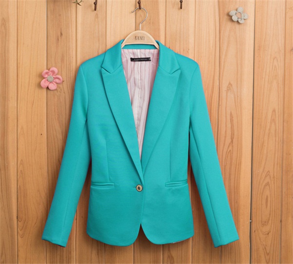 Women Candy Color Jacket Lady Mini Office Suit Coat