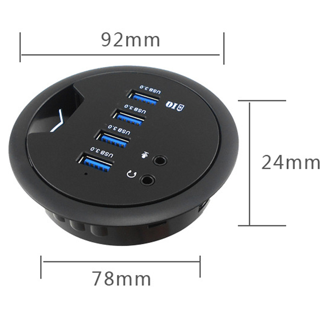 High Speed 4 Ports USB 3.0 Charging Hub Expansion with Audio Power Adapter Cable for Desktop