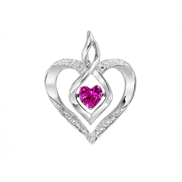 Sterling Silver Rhythm of Love Necklace with Created Ruby