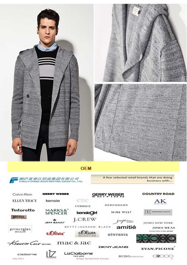 Wool Acrylic Men Hooded Cardigan Sweater Coat