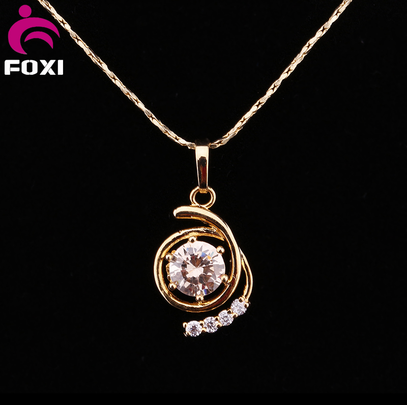 2016 Hot Sale Gold Plated CZ Stone Pendant Necklace Jewelry