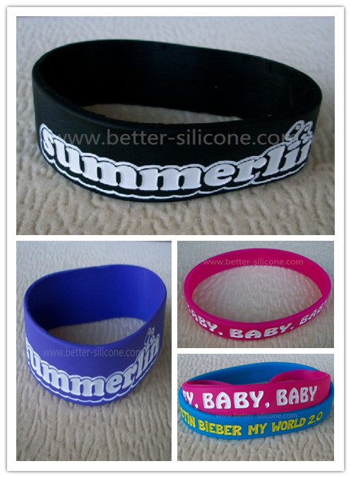 Elastomer Debossed Silicone Wristband for Promotion