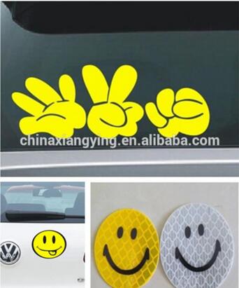 PVC Reflective Smiley Faces Safety Reflective Sticker, Lovely Reflect Product Custom