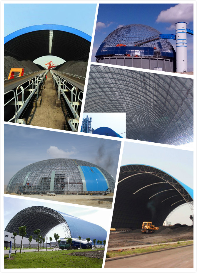 Prefabricated Large Span Galvanized Steel Space Frame Coal Storage