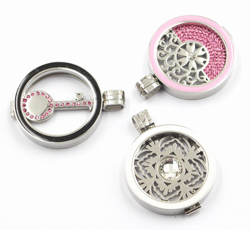 Custom Made Stainless Steel Locket Pendant with Enamel Top