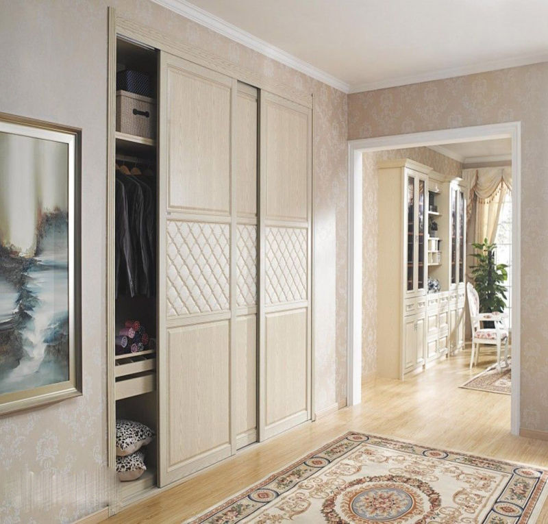 China Customer Made Melamine MDF Bedroom Wardrobe with Groove Sliding Door