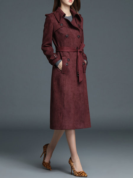 Lapel Ladies Jacket Coat with Girdling Trench Coat Jacket