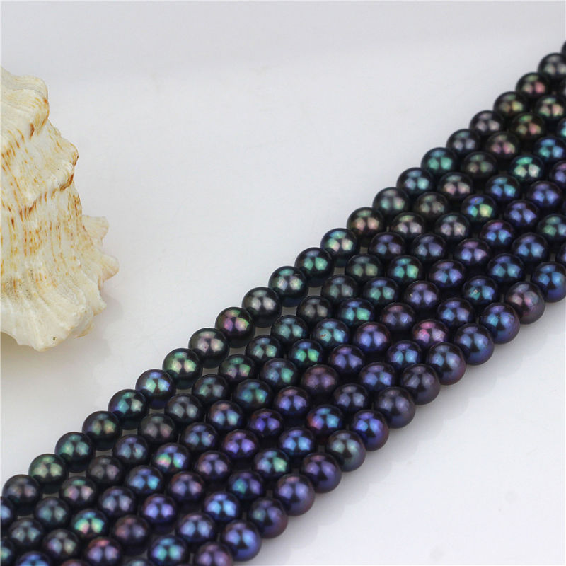 High Quality Peacock Round Shape Pearl Strands Size 7-8mm Grade AA Real Freshwater Pearl String