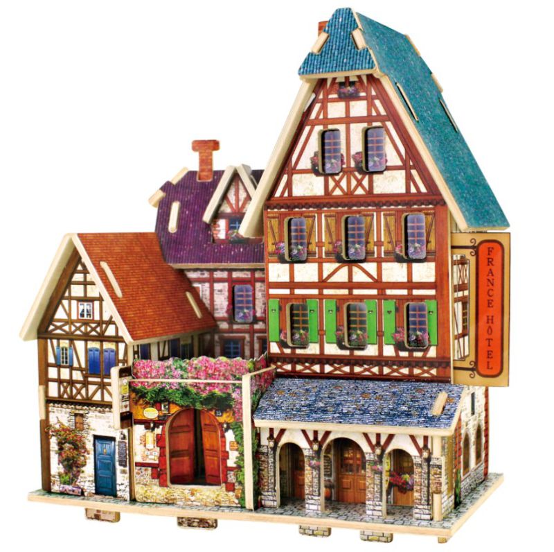 Wood Collectibles Toy for Global Houses-France Hotel