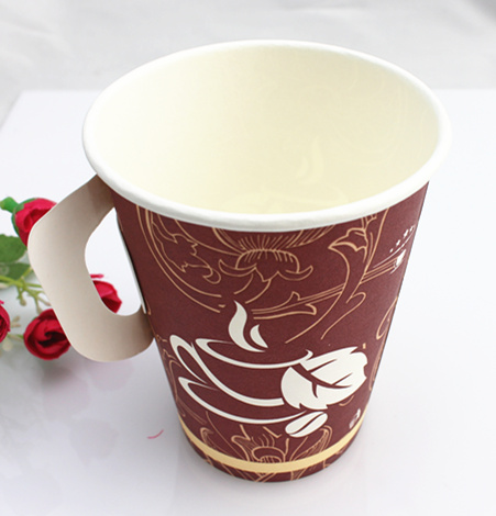 9oz Cheap Single Wall Paper Cup with Handle Made in China