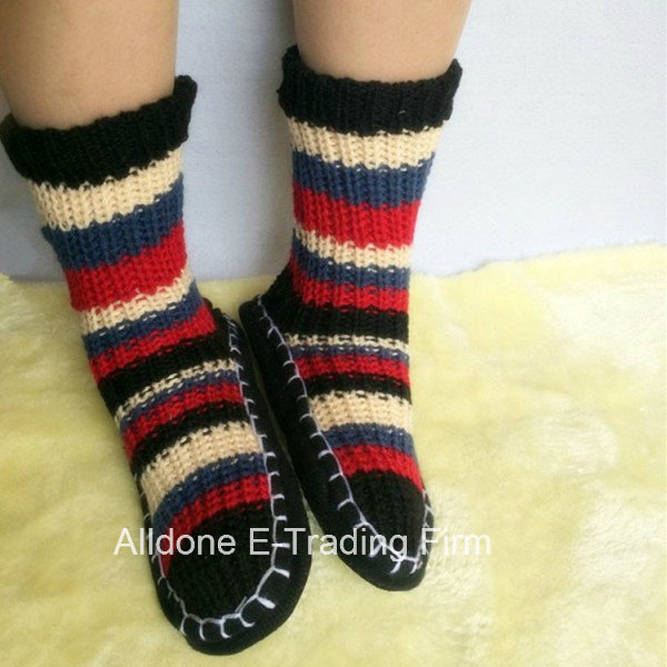 Snowflake Knitted Indoor Floor Shoes Socks Anti-Slip