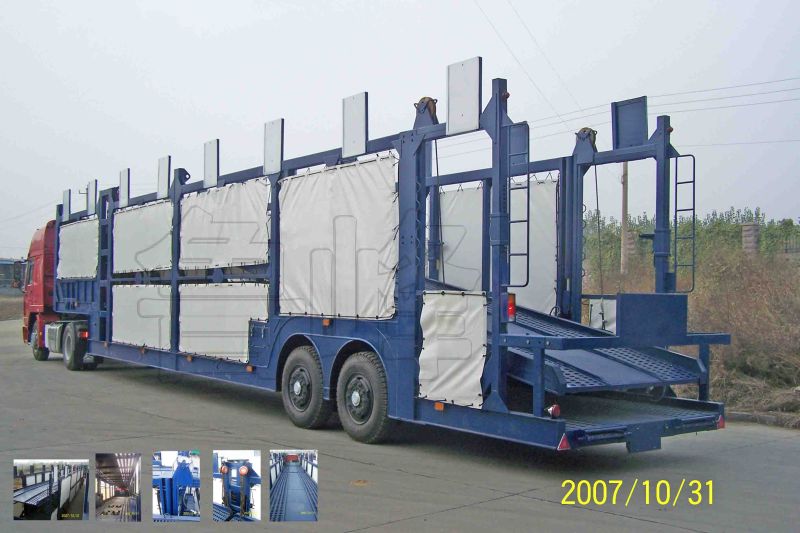 Tri-Axle Transport Car and Vehicles Semitrailer Truck with 10 Cars Loading Capacity