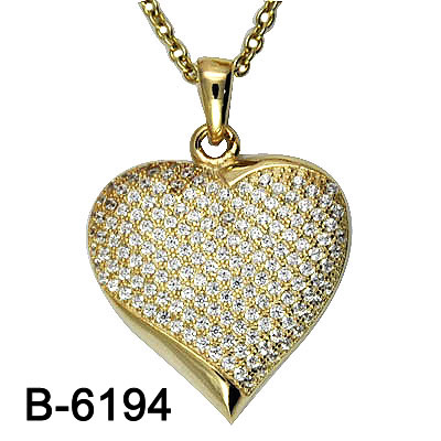 New Design 925 Pure Silver Micro Setting Heart Shape Charm. (B-6196)