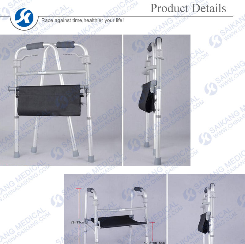 Aluminum Elderly Walker with Nylon Seat Cushion (CE/FDA/ISO)