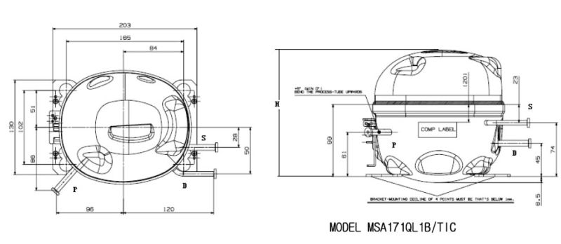 R134A 220-240V 1/6HP 400BTU Samsung Refrigerator Compressor Msa170q-L1b