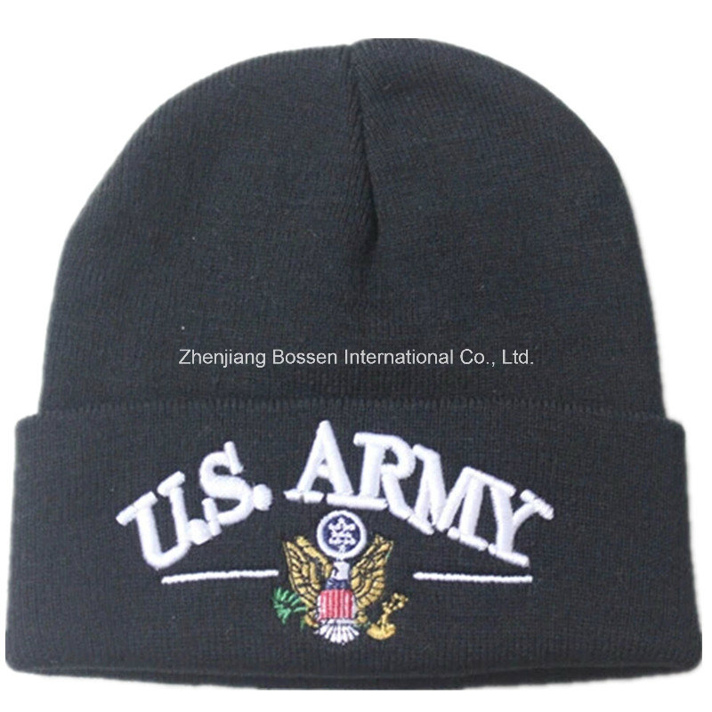 OEM Produce Customized Logo Sports Embroidered Acrylic Winter Knitted Beanie Cap