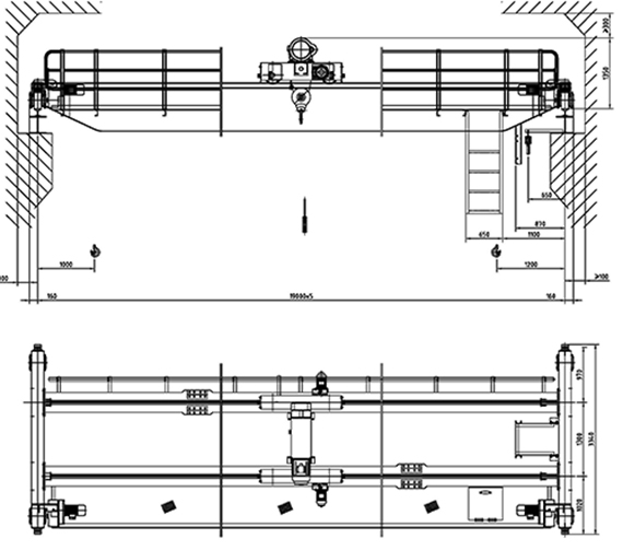 32 Ton Double Girder Bridge Crane with Electric Trolley