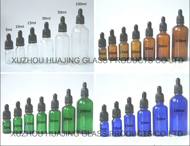 30ml 1oz Clear Amber Cobalt Blue Glass Dropper Bottle for E Liquid