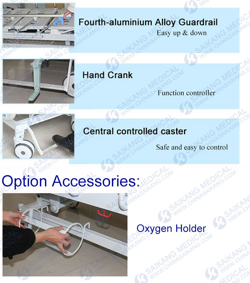 ABS Bed Platform Manual Hospital Bed for Sick Room with Casters