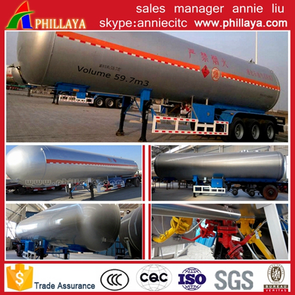 55.6 M3 Liquid Gas LNG Tanktransport Semi Trailer Container