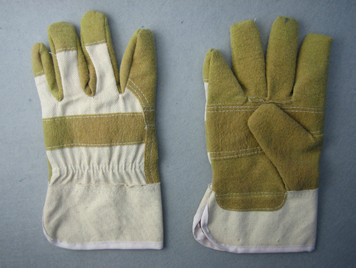 Yellow Vinyl Impregnated Artificial Leather Gloves (2809)