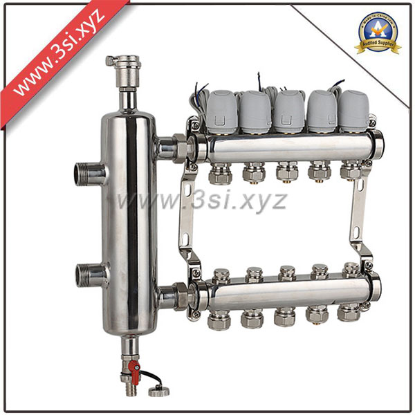 5 Ways Exhuast Floor Heating Water Separator with Gauge (YZF-L082)