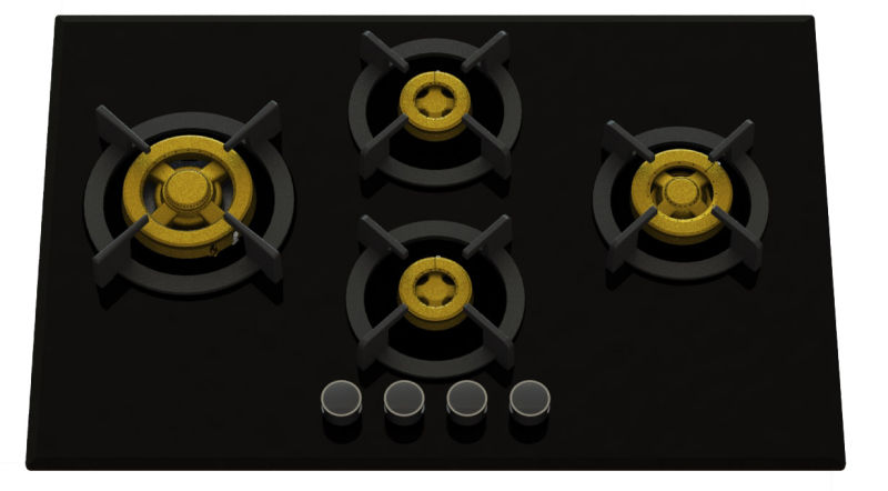 Supreme Unique 4 Brass Burner Gas Hob (8mm Glass)