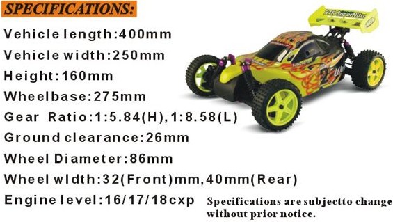 New Arriving! 1: 10th 2.4G RC Racing Gross Country Car Hsp Nitro RC Car with 45km/H Speed