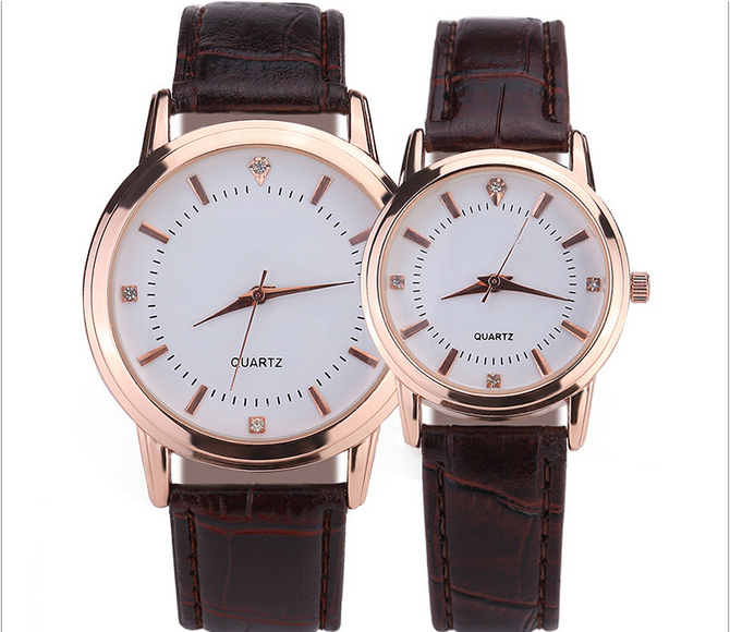 Leather Strap Japan Movement Couple Watch