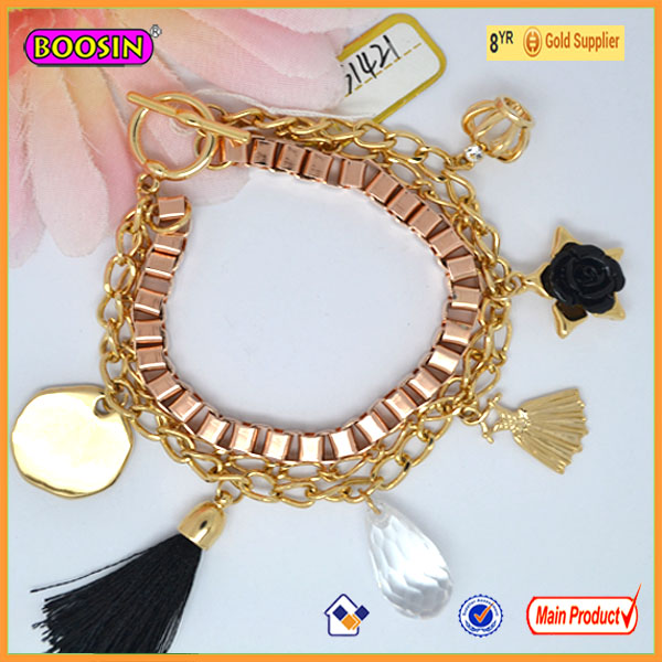 High Quality Metal Custom Logo Charms Gold Jewelry Logo Tag Bracelet for Charm