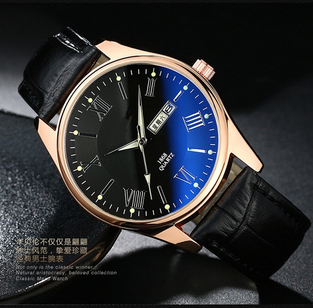 Waterproof Analog Quartz Men Watch with Double Date