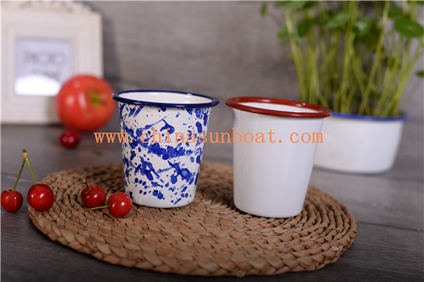 Sunboat Customized Vintage Logo Printing Enamel Cup Daily Use Kitchenware Tableware