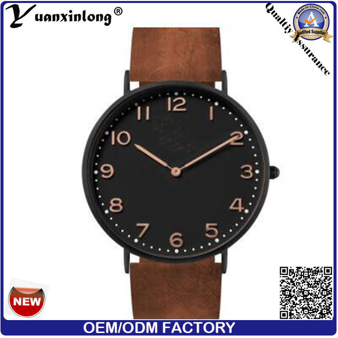 Yxl-740 Black Mens Watches Guangzhou Wrist Watch Mens Brown Leather Watch