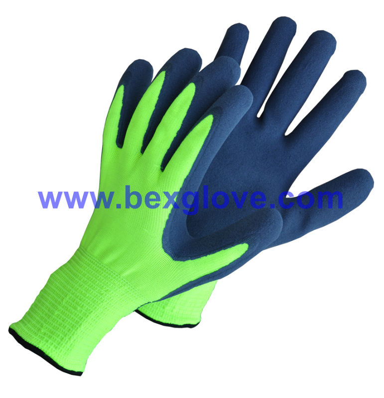 13 Gauge Nylon Liner, Latex Double Coating, Sandy Finish Glove