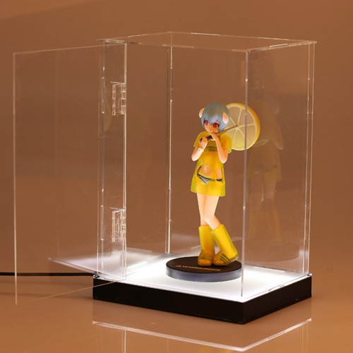 Clear Countertop LED Acrylic Display Case Doll Figure Holder Box