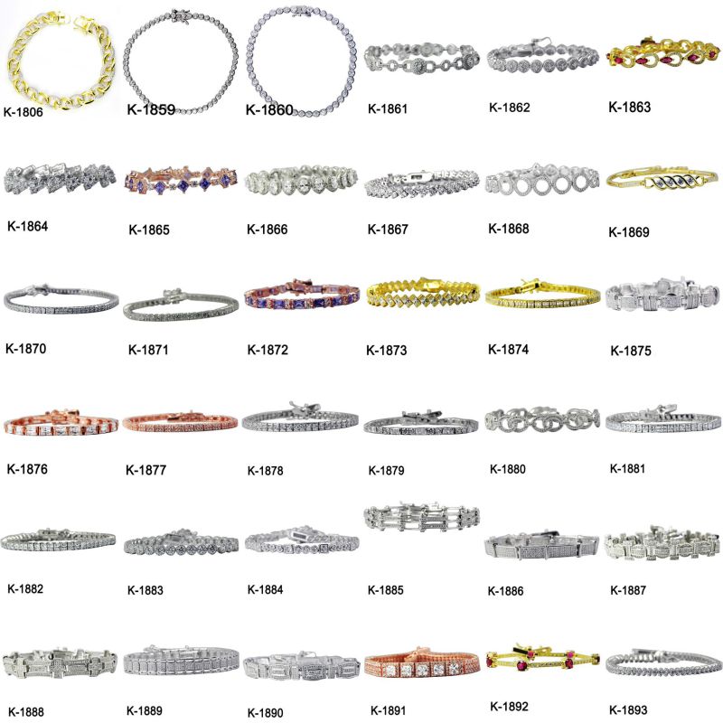 Hotsale Fashion Jewelry 925 Sterling Silver Tennis Bracelet (K-1403, K-1404, K-1405, K-1406, K-1407, K-1408)