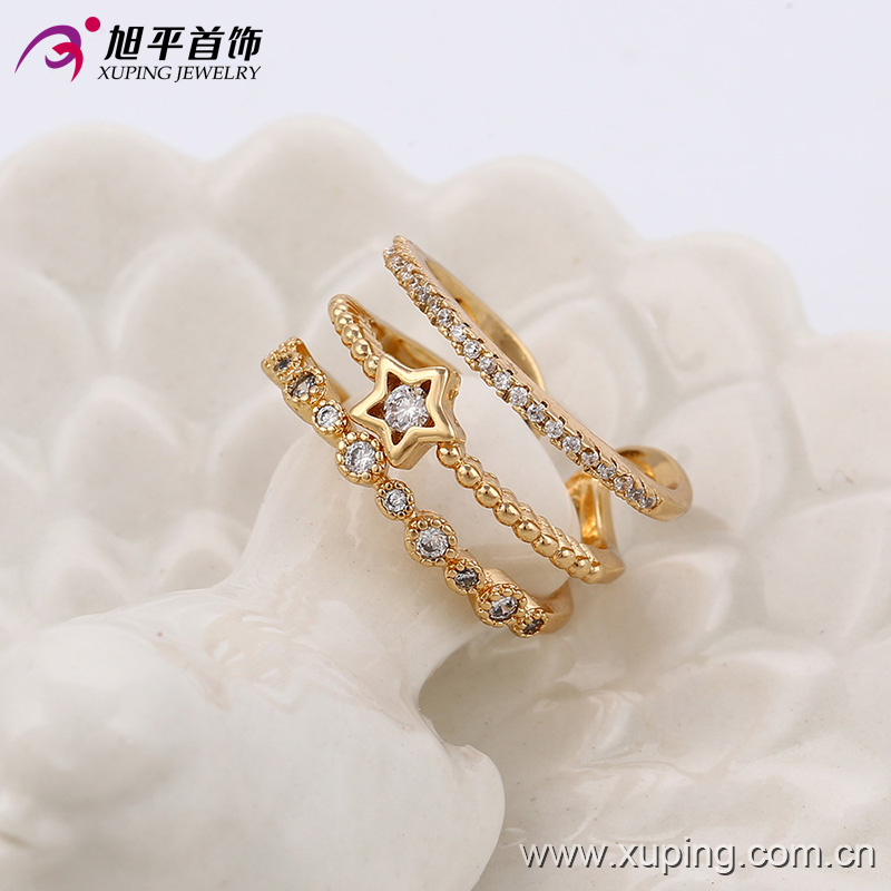 Fashion Elegant CZ Star 18k Gold-Plated Women Jewelry Ring -13667