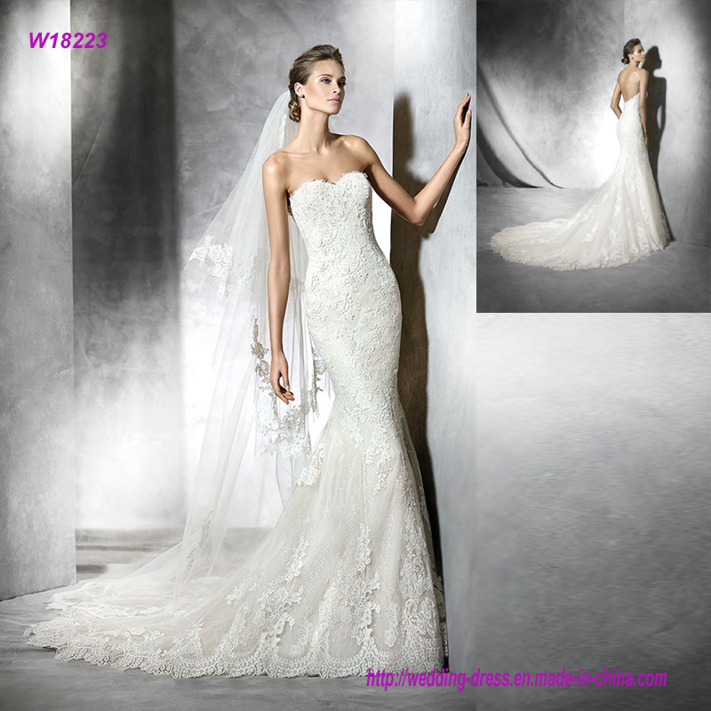 Beautiful Sweetheart Embroidered Backless Mermaid Wedding Dress