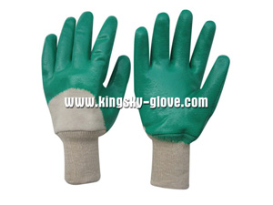 Blue Nitrile Semi- Coated Jersey Liner Knit Wrist Work Glove