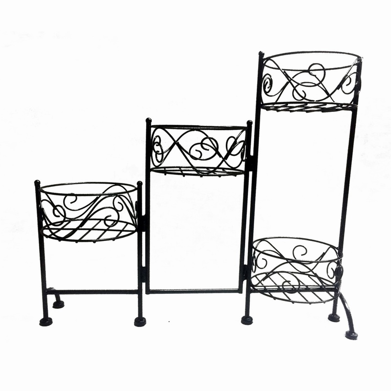 Hot Selling Decoration Multiple Metal Black Garden Flowerpot Rack